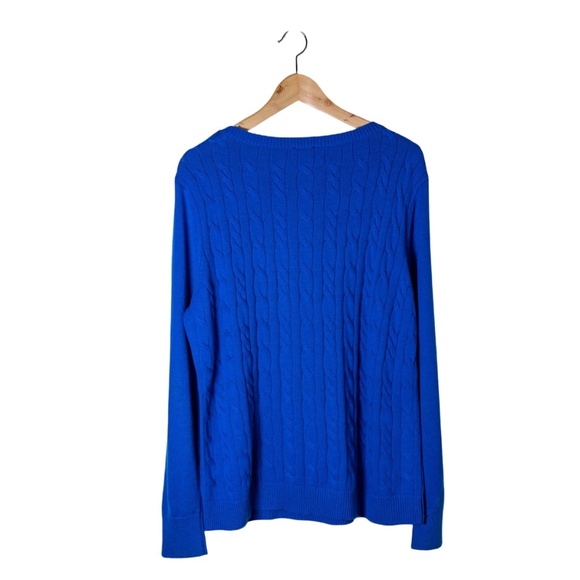 Talbots Women's Soft Cable Knit Lambswool Crewneck Sweater; Royal Blue; Size XL - Picture 3 of 9